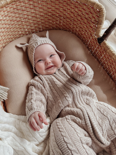 luna-luca-baby-bear-jumpsuit-heather-beige Luna and Luca Newborn Baby Clothes